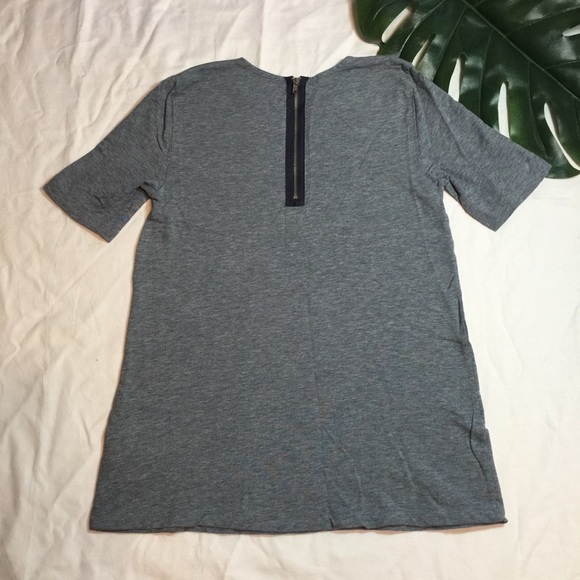GAP | heather blue-grey top with back zip - Picture 2 of 5
